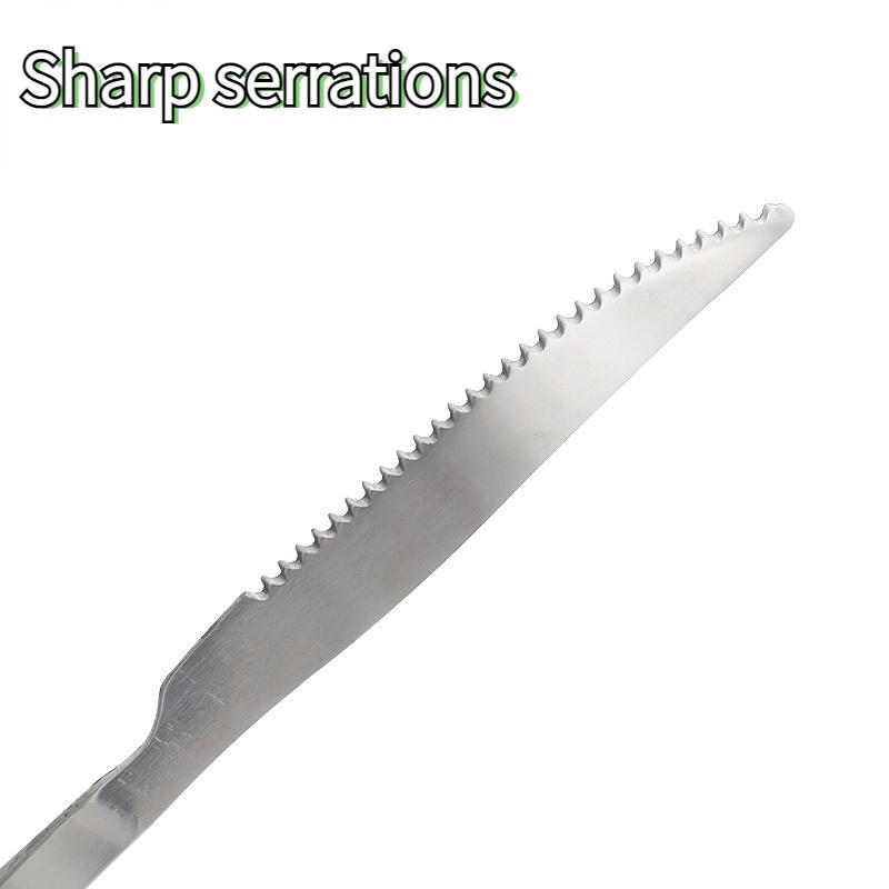 Coltelli da Cena in Acciaio Inossidabile Coltello e Forchetta da Barbecue Posate da Esterno Coltello con Manico Lungo Set Coltello e Forchetta Coltello da Bistecca Strumento per Arrosto di Coscia d'Agnello