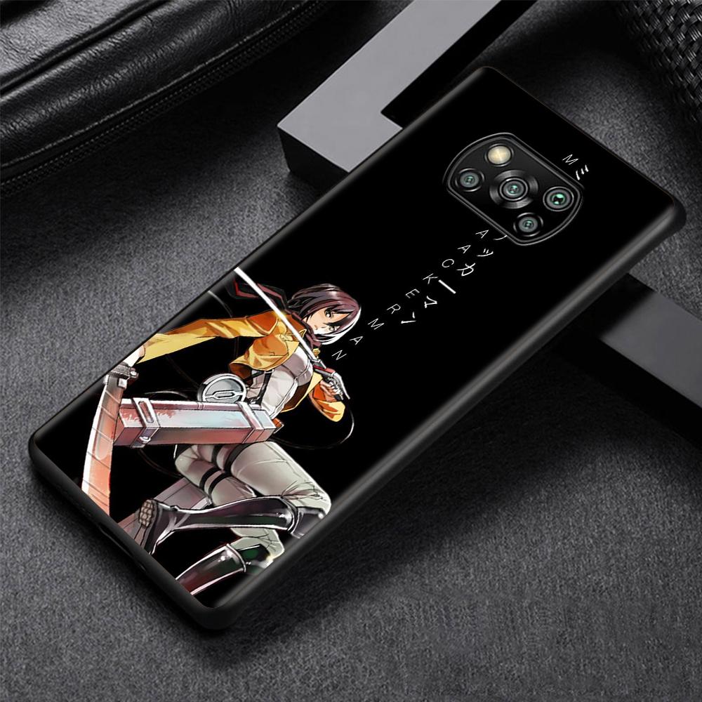 Attack On Titan Cartoon Case for Xiaomi Poco X3 NFC M3 M4 Pocophone F1 F3 Redmi Note 9s 9 8 10 Pro Black Soft Phone Cover Coque