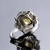 Square Created Citrine & Zircon Ring,  CopperPlated Bridal Set, Wedding Engagement Anniversary Jewelry for Women