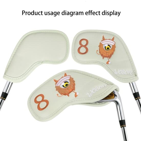 9Pcs Golf Club Head Covers Golf Club Wedge Iron Protective Headcover Thick Faux Leather Golf Iron Head Covers Golf Accessories