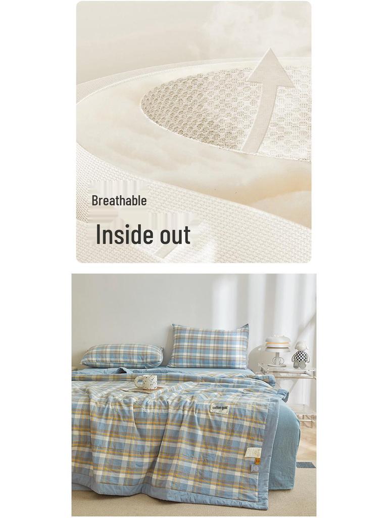 Letní přikrývka ze 100% bavlny: Lehká, prodyšná, chladivá přikrývka pro použití na koleji a doma