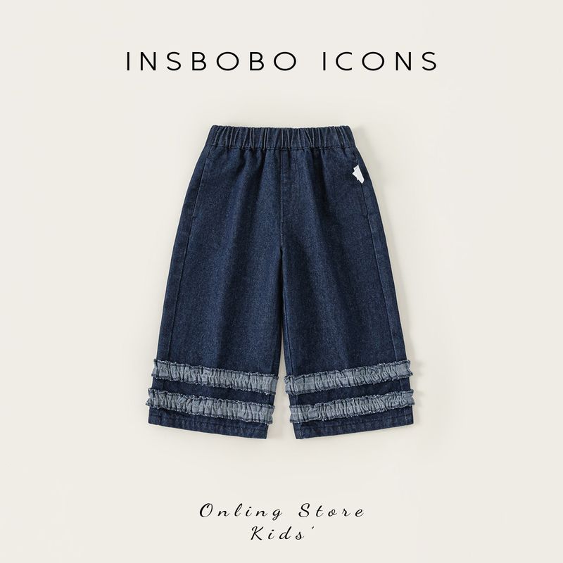 Insbobo Girls  Pants 2026 Spring New Children s Jeans Spring and Autumn Baby Super Stylish Long Pants Children s Clothing Cowboy Blue 100