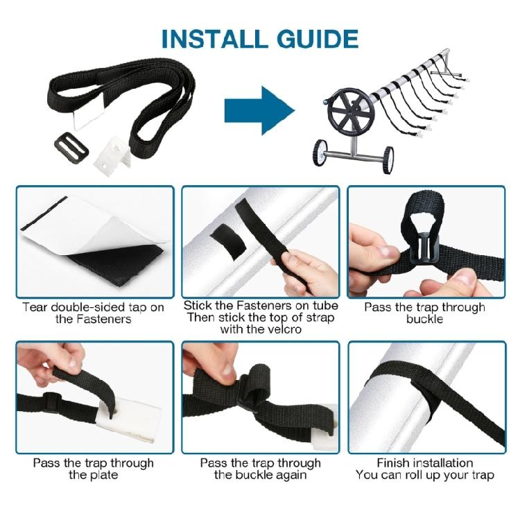 Swimming Pool Cover Reel Set Pool Solar Cover Roller Attachment Strap Clip Swimming Pool Accessories Easy To Install