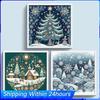 Christmas Scenery Full 14CT DIY Counted Embroidery Needlepoint Starter Kits Cross Stitch Embroidery Kits for Adults Home Decor