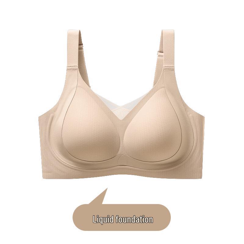 Women's Plus Size Seamless Wire-Free Push-Up Bra - Lift & Support with Breathable Side Boob Control