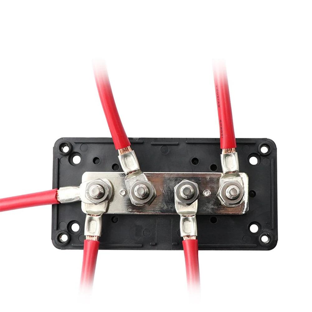 Bus Bar Box Board 300A 4 Terminal M8 Studs High Current Busbar Automobiles Maximum Connection Amplifier Power Case for Car RV