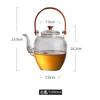 Japansk vertikalt randig glas tekanna med filter 1000 ml Kokande blomtekanna Kungfu bambuhandtag Lyftbalk tegryta