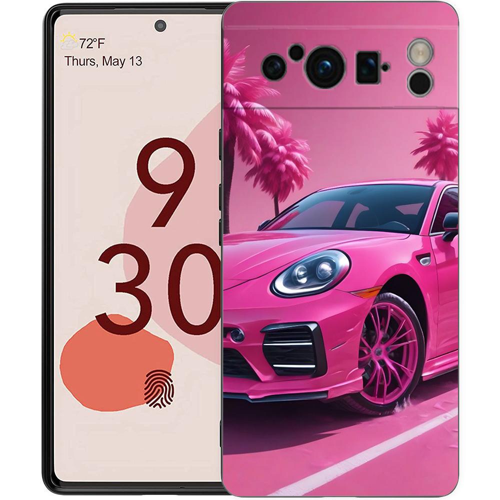 

Phone Case Cover for Google Pixel 10 9 8 7 6 7A 6A Pro Shockproof Soft TPU 10 9 Pro XL Shell Capas Bags Fashion Pink Car Pattern Pixel 8