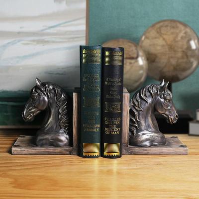 American Style Horse Head Resin Bookends for Office, Home, or Study
