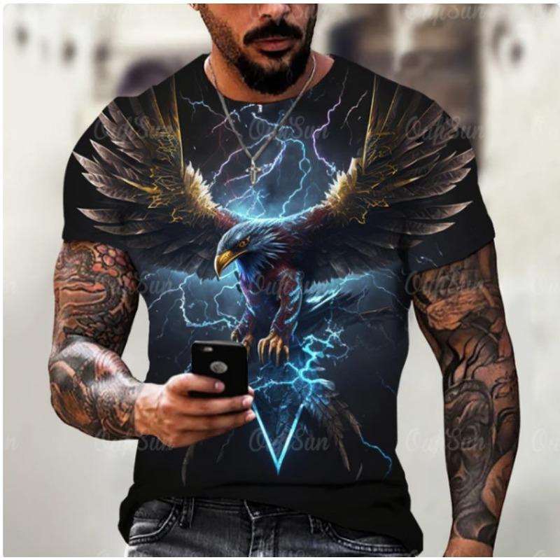Eagle Men's T-shirt 3D Printed T-shirt Animal Pattern Short Sleeved Top Summer Casual Clothing Round Neck Shirt