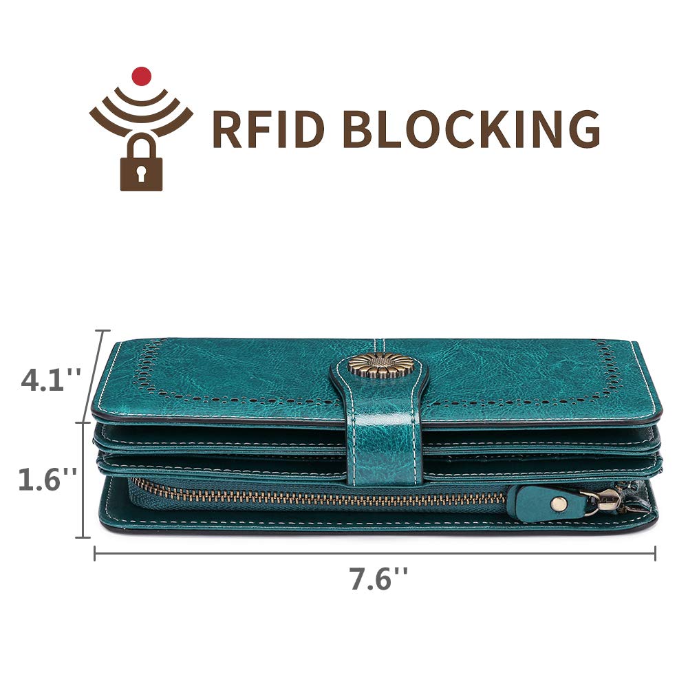 SENDEFN Women's Long Wallet with Large Capacity, Coin Purse, Comfortable to the Touch, RFID & Magnetic Skimming Protection, Genuine Leather, Stylish,