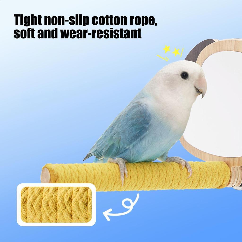 Parrot Perch Chewing Toys With Puppy Ear Mirror Activity Center For Play Area Boredom Prevention Mental Stimulation Parakeets
