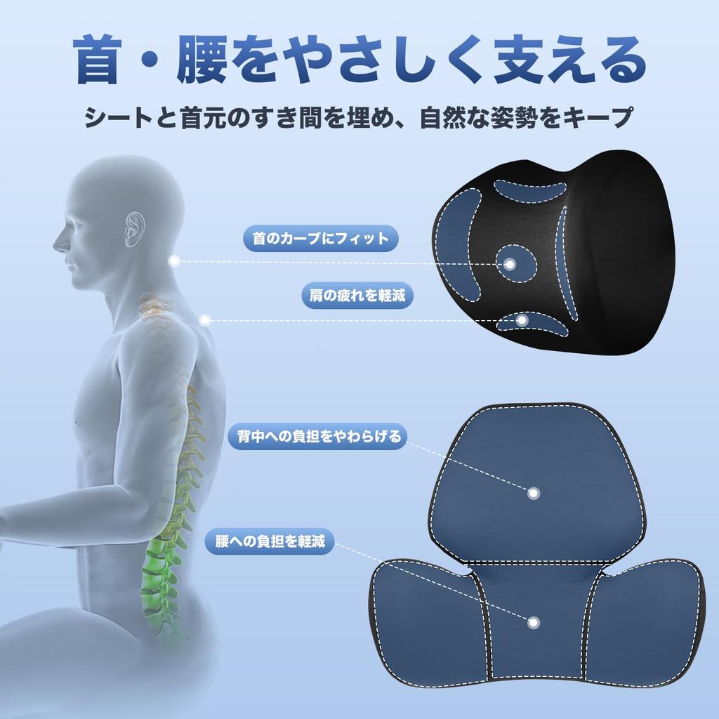 Virauto Car Headrest Neck Support Cushion with Memory Breathable Neck and Lumbar Cervical Spine and Back Pain Washable Easy Compatible with Multiple