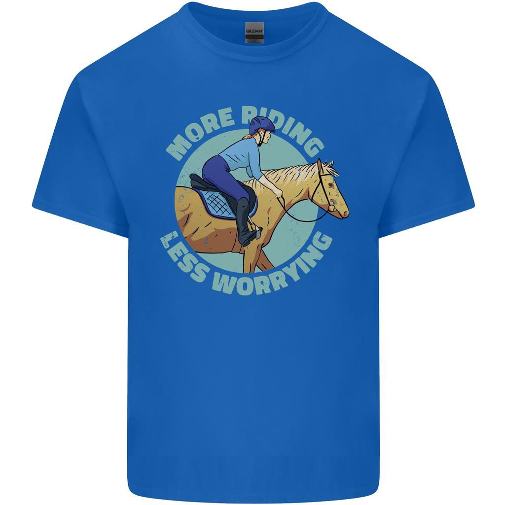 More Horse Riding Less Worrying Equestrian Unisexs Light Cotton TShirt