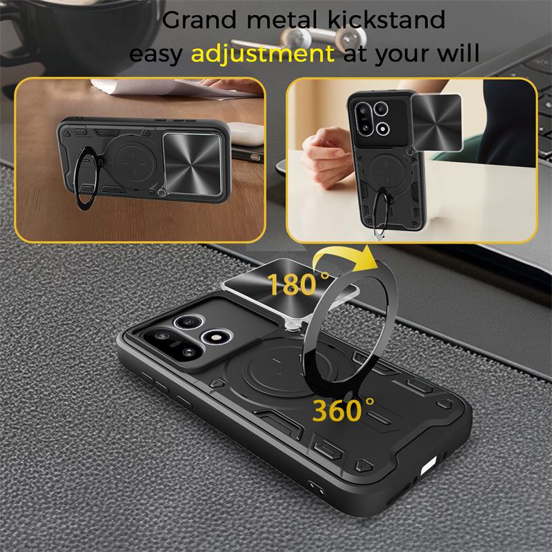 Armor Funda For OnePlus 15 5G Case Slide Camera Lens Protect Back Cover For One Plus 15 OnePlus15 Car Magnetic Holder Ring Cover