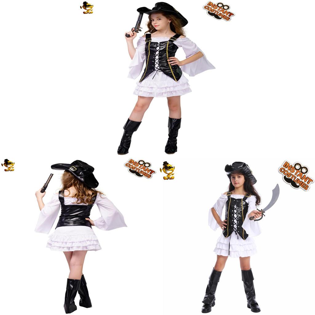 Halloween Mädchen Piraten Cosplay Kostüm Aus Polyesterstoff Für Bühnenveranstaltungen Und Kostümpartys