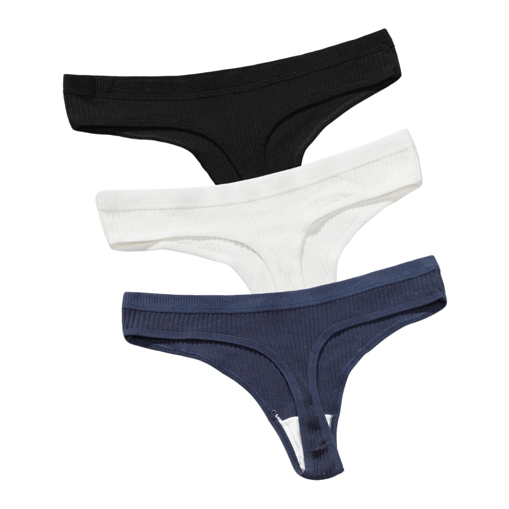 

SophroniaTerri Stretch Cotton Sexy Seamless Solid Sportswear Women s T-Back 3-Piece Set, Low-Rise, Panties, Panties, Lineless, Colors, Simple,