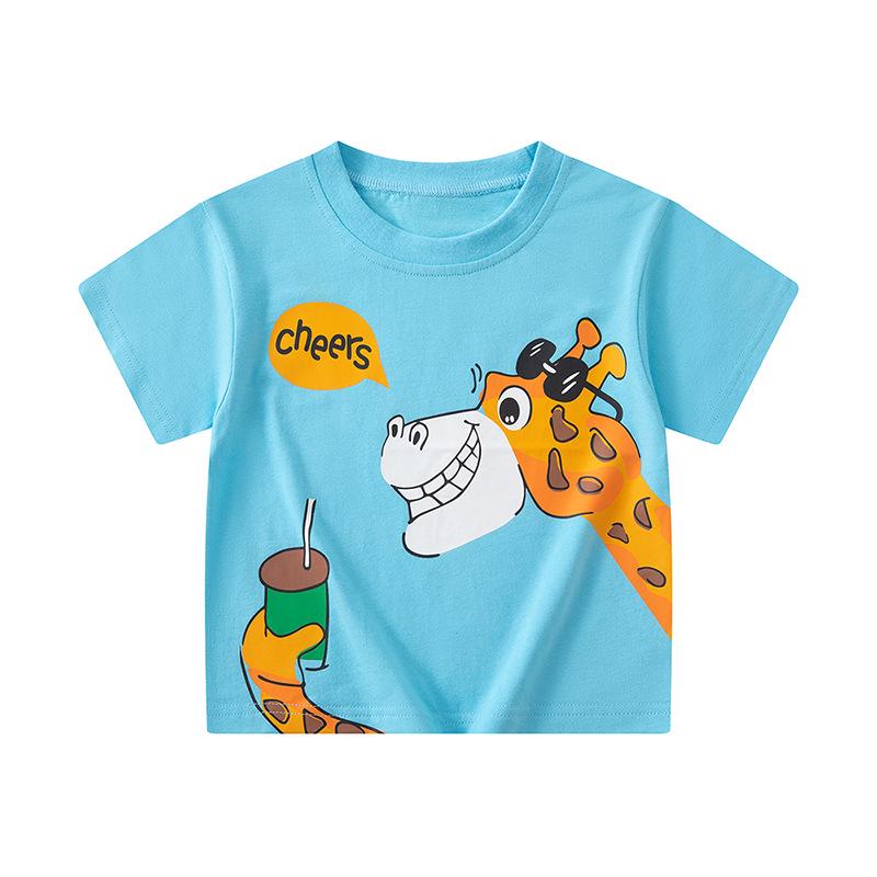 Kids Cartoon Animal Short Sleeve T-shirt - Summer New Baby Clothes