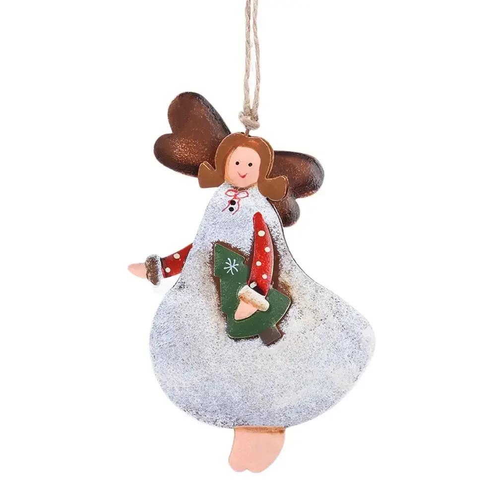Cartoon Angel Girl Christmas Decorations Multicolor Wrought Iron Drop Ornaments Festival Accessories Handicraft