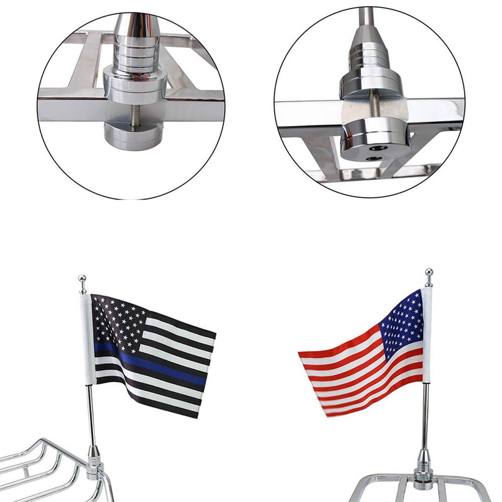 Support de mât de drapeau de moto Étagère à drapeau pour porte-bagages avec base réglable pour décoration de porte-bagages arrière