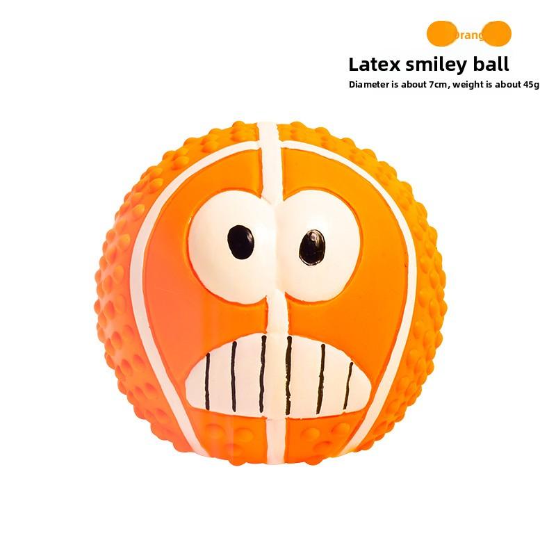 Neues Haustierspielzeug - Latex Lachendes Gesicht mit Geräusch Volleyball Fußball Beißspielzeug gegen Langeweile Kugelförmiges Hundespielzeug