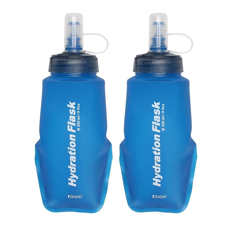 TRIWONDER Soft Flask Running Bottle, Hiking Water Bottle, Hydration, Foldable Water Bottle with Dustproof Cap, Lightweight, Trail Running, Marathon,