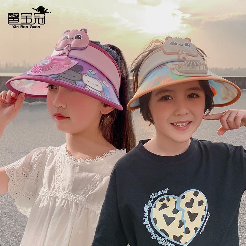 1104 children's hat 3D big eaves fan empty top hat summer outdoor sun hat boys and girls cartoon sun hat