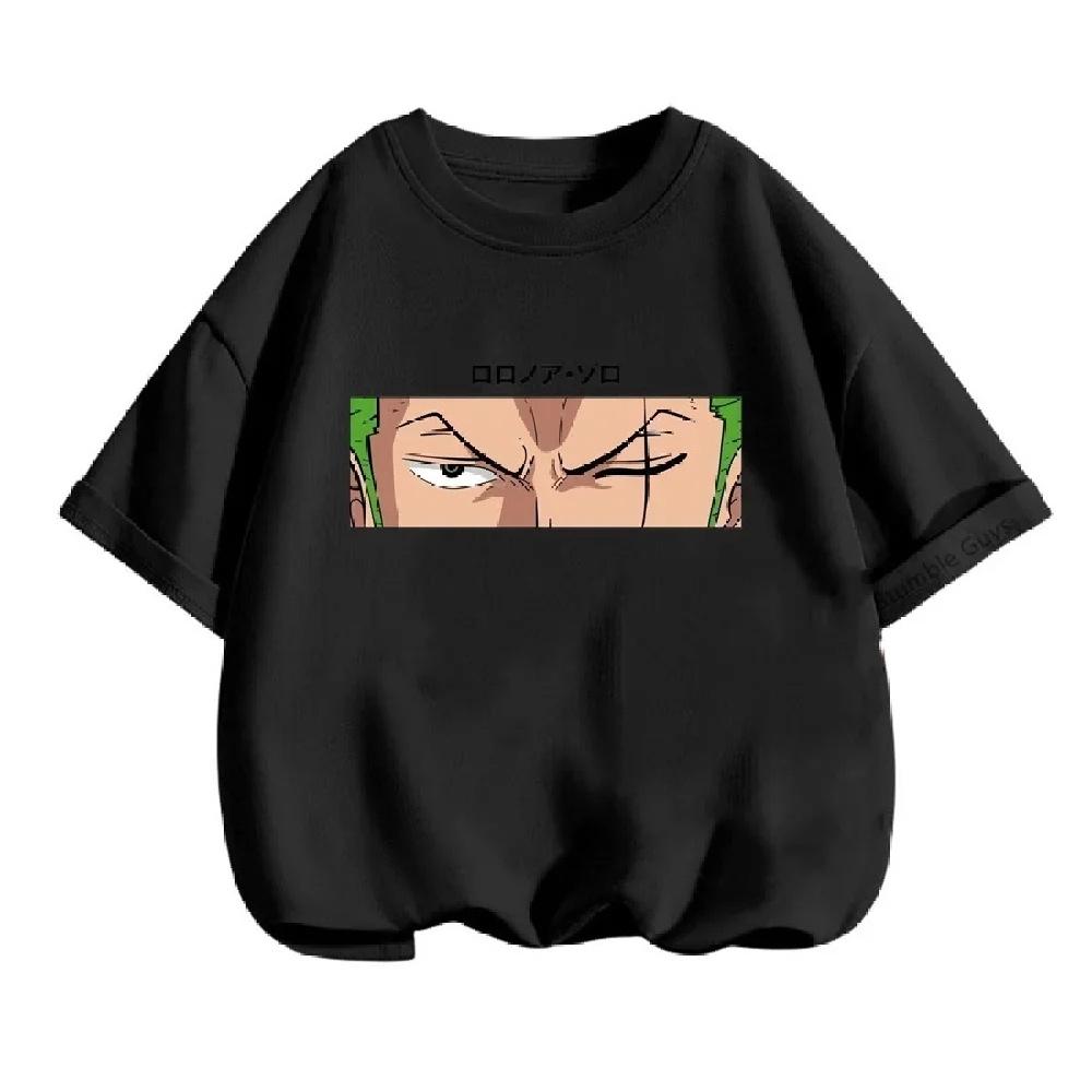 

Повседневная аниме футболка для детей, цельные, с мультяшным принтом, летняя, спортивная, с коротким рукавом, футболка Луффи, для мальчиков и девочек, рубашка Харадзюку, каваи1 S чёрный
