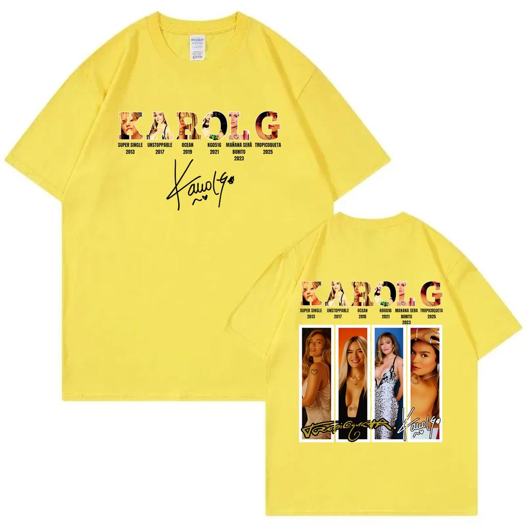 Singer Karol G Double Sided Graphic T Shirts High Streetr Fashion Trend Short Sleeve Tshirts Unisex Unisex Casual Cotton Tshirt