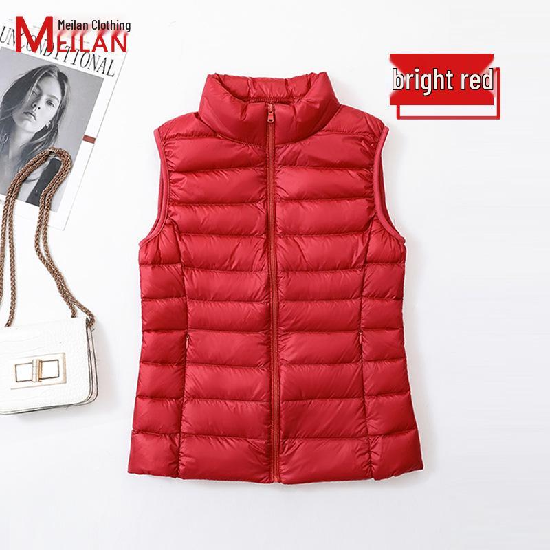 Women's Lightweight Short Down Vest - Sleeveless Winter Outerwear Jacket