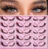 European and American style 5 pairs of fox style diagonal flying false eyelashes, natural black stem cat eye false eyelashes