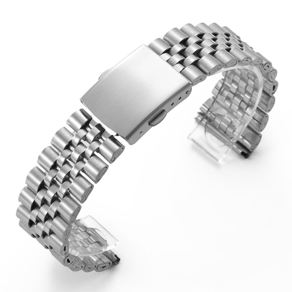 Silver Gold Stainless Steel Watch Strap 18mm 20mm 22mm Folding Buckle Watch Band Men Replacement Wristwatch Bracelet Accessories