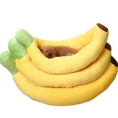 Kreatives Hundebett, gelbe Banane, weich, abnehmbar und waschbar, süßes Katzenbett, Sofa für kleine Hunde, warmes Nest, Haustierbedarf