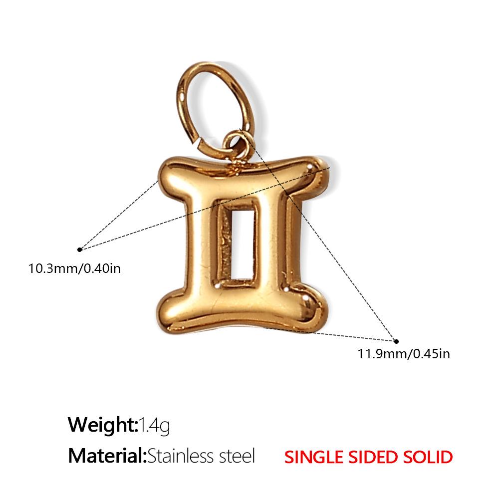 18K Gold Plated Stainless Steel Zodiac Pendant Necklace - European & American Fashion