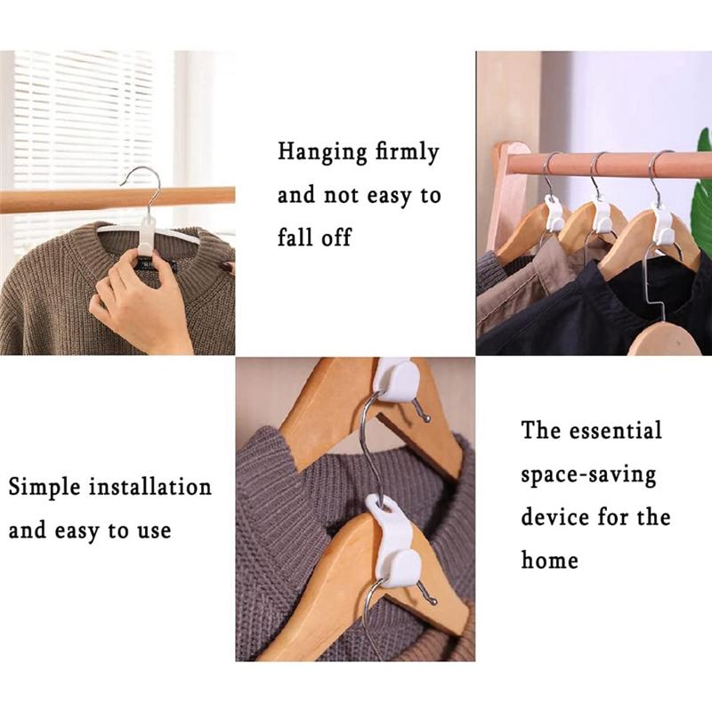 BHBL Clothes Connector Hooks, Black and White Sturdy Plastic Hooks for Hangers Space Saving