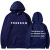 Freedom Letter Hoodies Autumn Winter Fleece Casual Sweatshirt Hooded Top for Women Men Hoodie