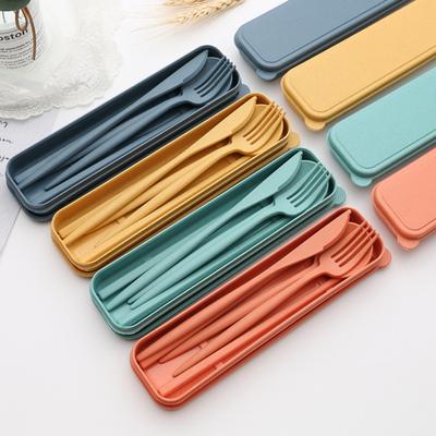 Juego de 4 piezas de cubertería creativa con estuche de plástico portátil, juegos de cuchara y tenedor para cocina