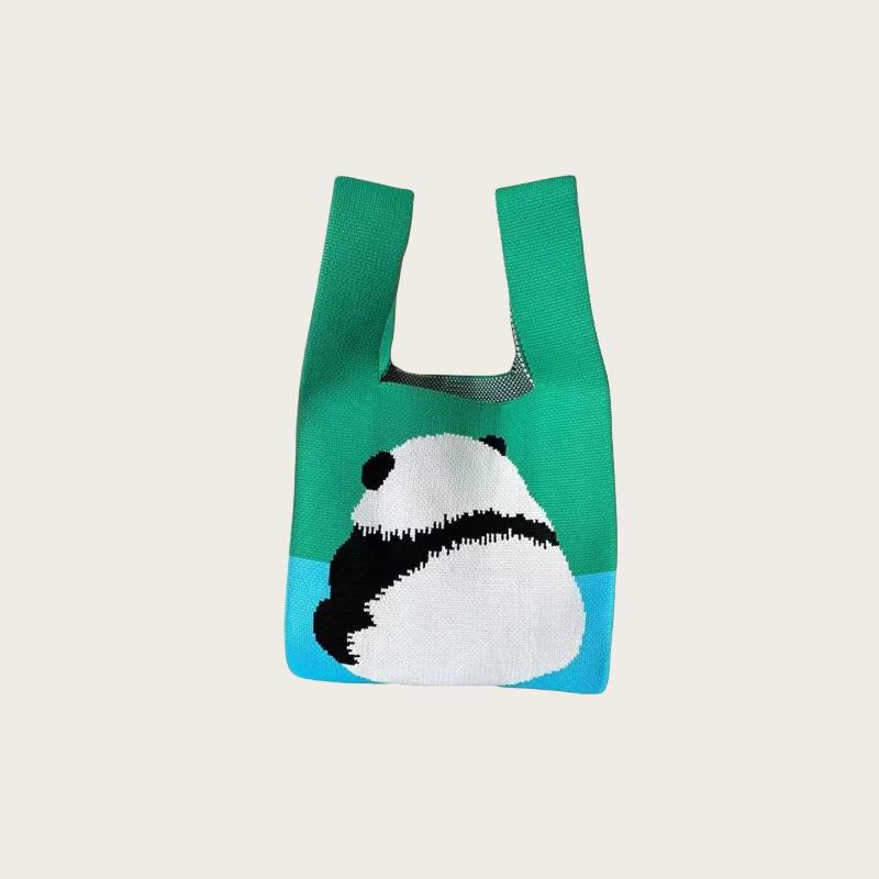 Gift bag birthday gift bag handbag handbag hand carry out panda handbag woven handbag knitting