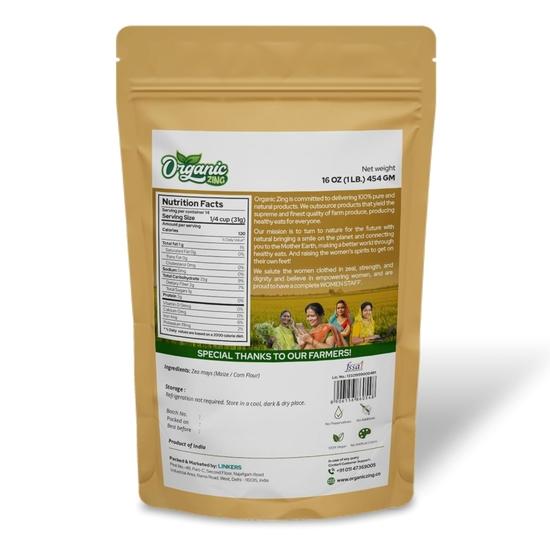 Ekologiskt Zing Majsmjöl | Glutenfritt Majsmjöl | Ekologiskt Majsmjöl | Förpackat och Producerat i Indien - 454 g (16 oz) (Paket om 1)