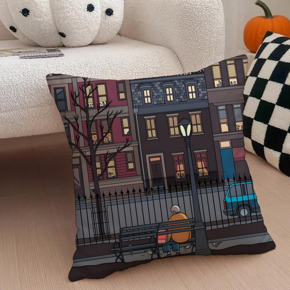 Trend Magazine N-New Yorker Cushion Cover Linen Pillow Case Soft Breathable Protective Couch Room Decoration