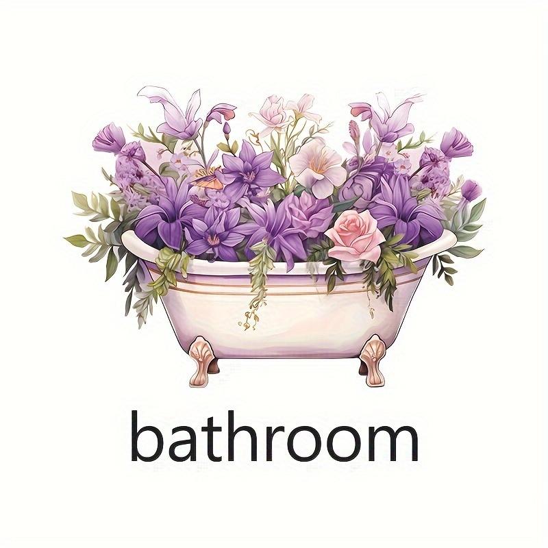 Charming Self-Adhesive Bathtub Flower Wall Decal - Easy Apply Bathroom Door & Home Decor Sticker