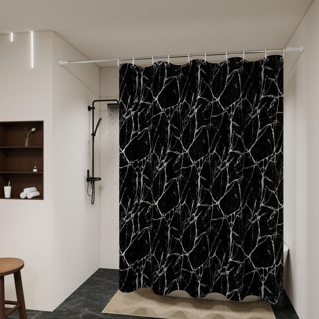 Tenda da Doccia Impermeabile per Bagno Tende da Vasca da Bagno Facili da Pulire e Pulire con Panno Tende da Doccia in PEVA Tenda Marmo con Ganci