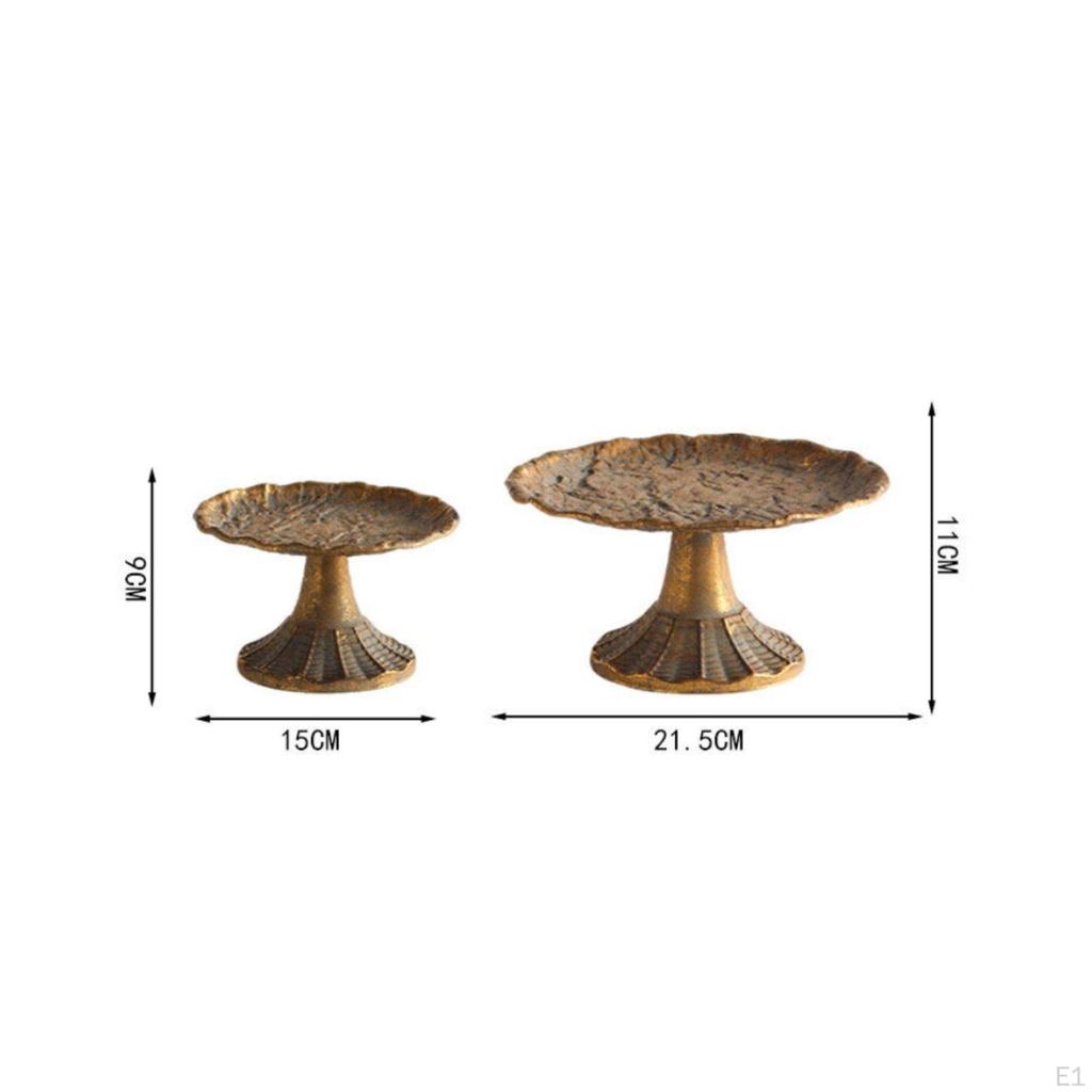 2 Pieces Metal Tray Stand Tranquil Decorative Dessert Handcrafted Appearance Look Ornamental