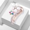 Fashionable Crystal Five-petal Flower Alloy Pearl Brooch Pin Female Corsage Female Exquisite Hypoallergenic Luxury Enamel Brooch Long-Lasting Color
