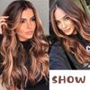 Brown Long Curly Hair Women Daily Heat Resistant Wig