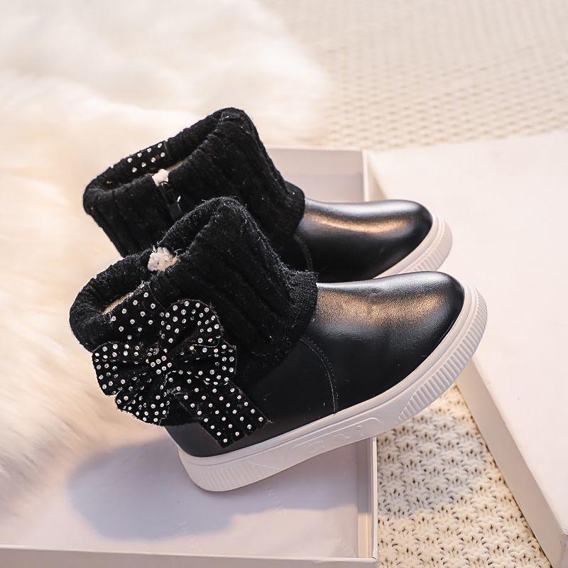 Modische Prinzessin Fleece Schneestiefel für Mädchen, Winter Kinder Süße Baumwollstiefel