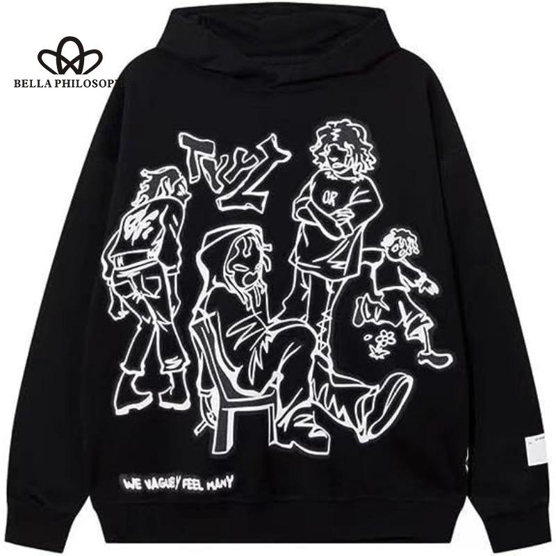 Y2K Graffiti Street Volný čas Sportovní Mikina Volný Kreslený Potisk Svetr Svetr Hip Hop Pánské a Dámské