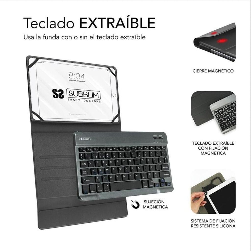 Case for Tablet and Keyboard Subblim SUB-KT2-BT0002 Grey Spanish Qwerty