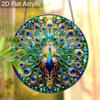 Acrylic Peacock Stained Glass Style Suncatcher, Vibrant Feather Window Hanging Ornament for Art and Animal Lovers
