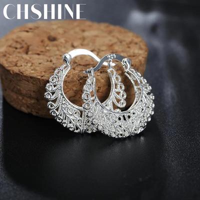 925 Sterling Silver Flower Circle Small Hoop Earrings For Women Sleeper Earrings Trend Wedding Jewelry